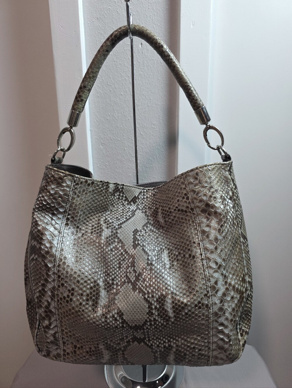 VERO PITONE Genuine Pvthon Leather Hobo Bag Made in Italy Artisanal Handbag